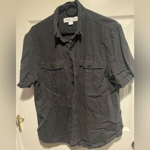 Relaxed grey short sleeve button down